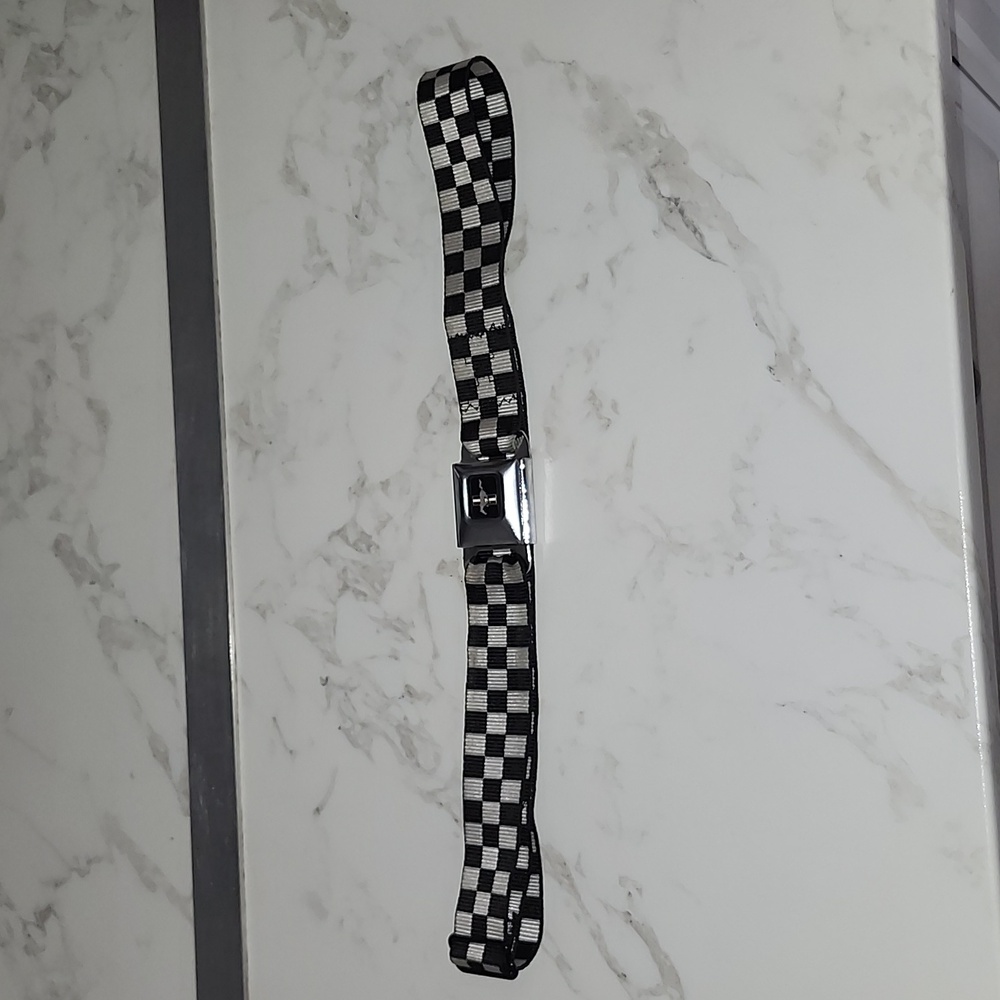 Buckle-Down Black and White Checkered Belt